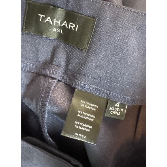NEW Tahari ASL Wide Leg Pants Slacks Womens 4 Work Office Career Corporate Navy - Picture 6 of 7